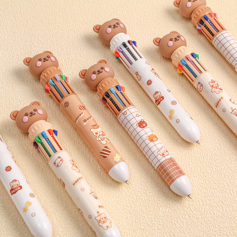 10-in-1 Cartoon Cute Little Bear Multi-color Pen