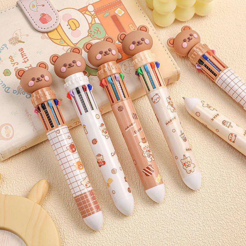 10-in-1 Cartoon Cute Little Bear Multi-color Pen