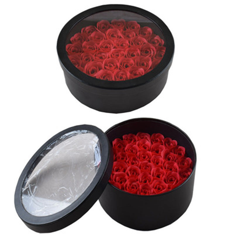 Gift Box with Acrylic Window Round Eternal Flower Set