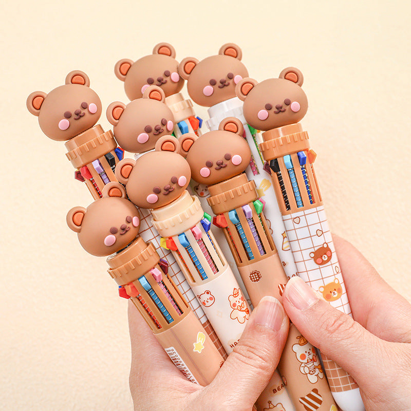 10-in-1 Cartoon Cute Little Bear Multi-color Pen