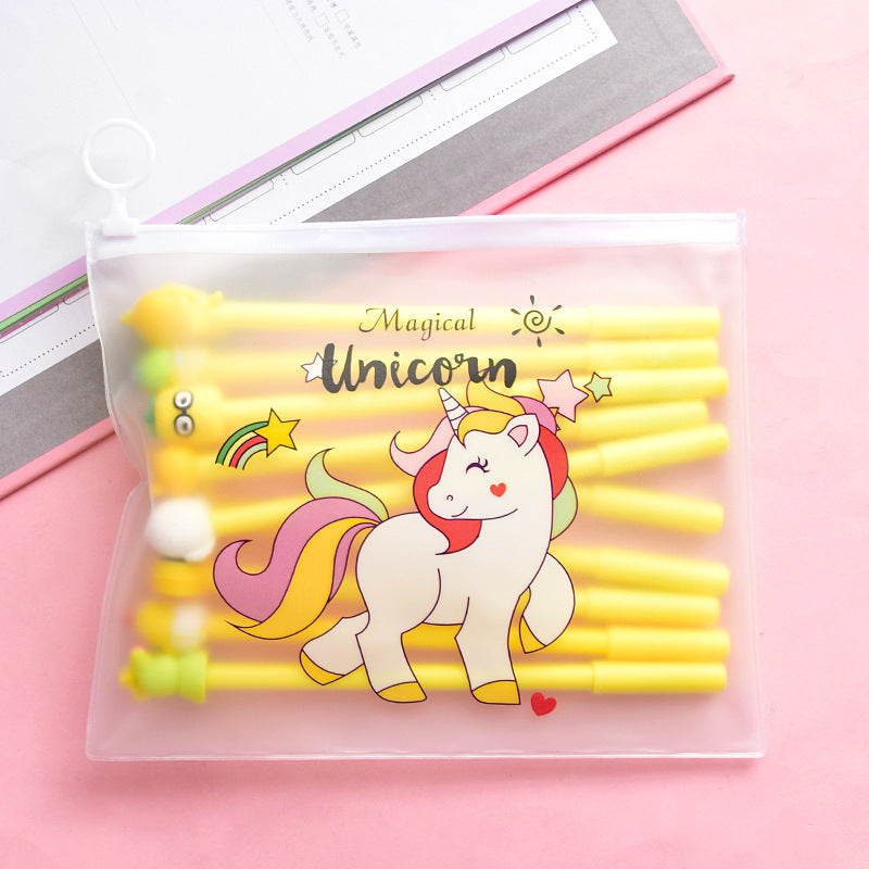 Cute Cartoon Gel Pen Student Stationery Set in Pink