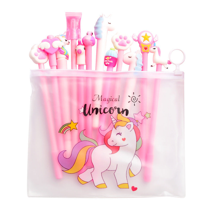 Cute Cartoon Gel Pen Student Stationery Set in Pink